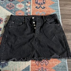 Black distresses jean skirt